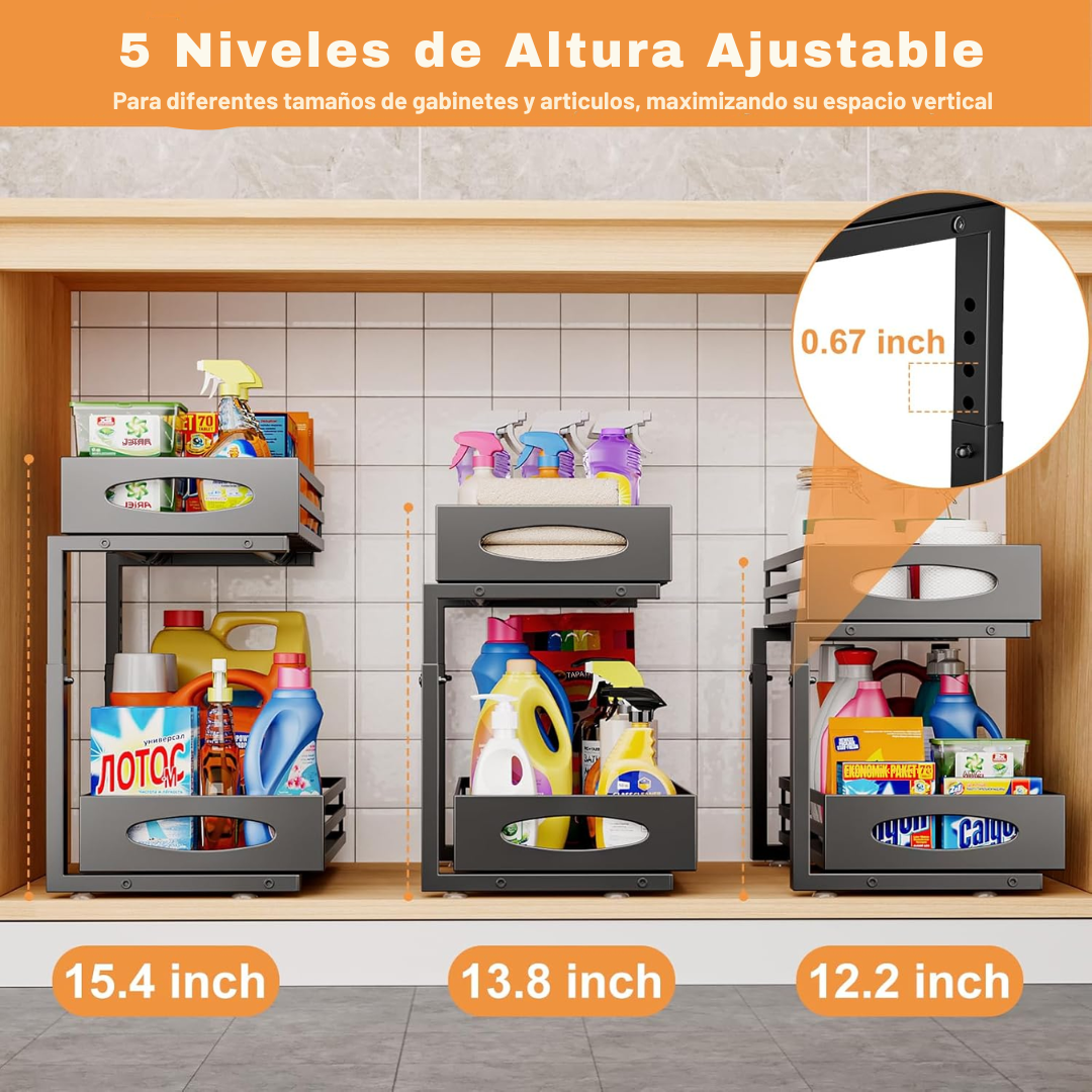 Organizador 2 niveles para debajo del Fregadero