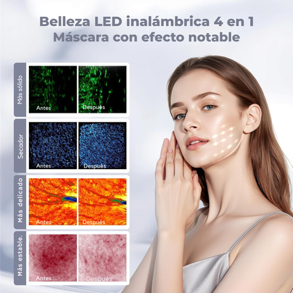 Mascarilla Facial LED de 7 colores, mascarilla Facial de luz roja para rejuvenecimiento