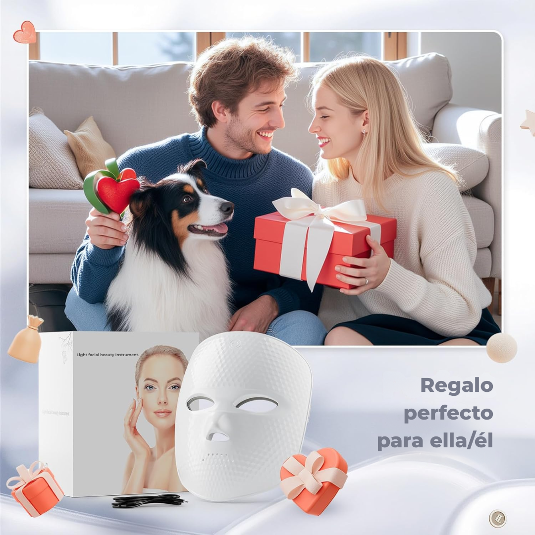 Mascarilla Facial LED de 7 colores, mascarilla Facial de luz roja para rejuvenecimiento