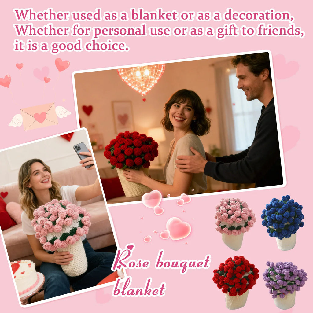 Manta a crochet, Manta de ramo de rosas