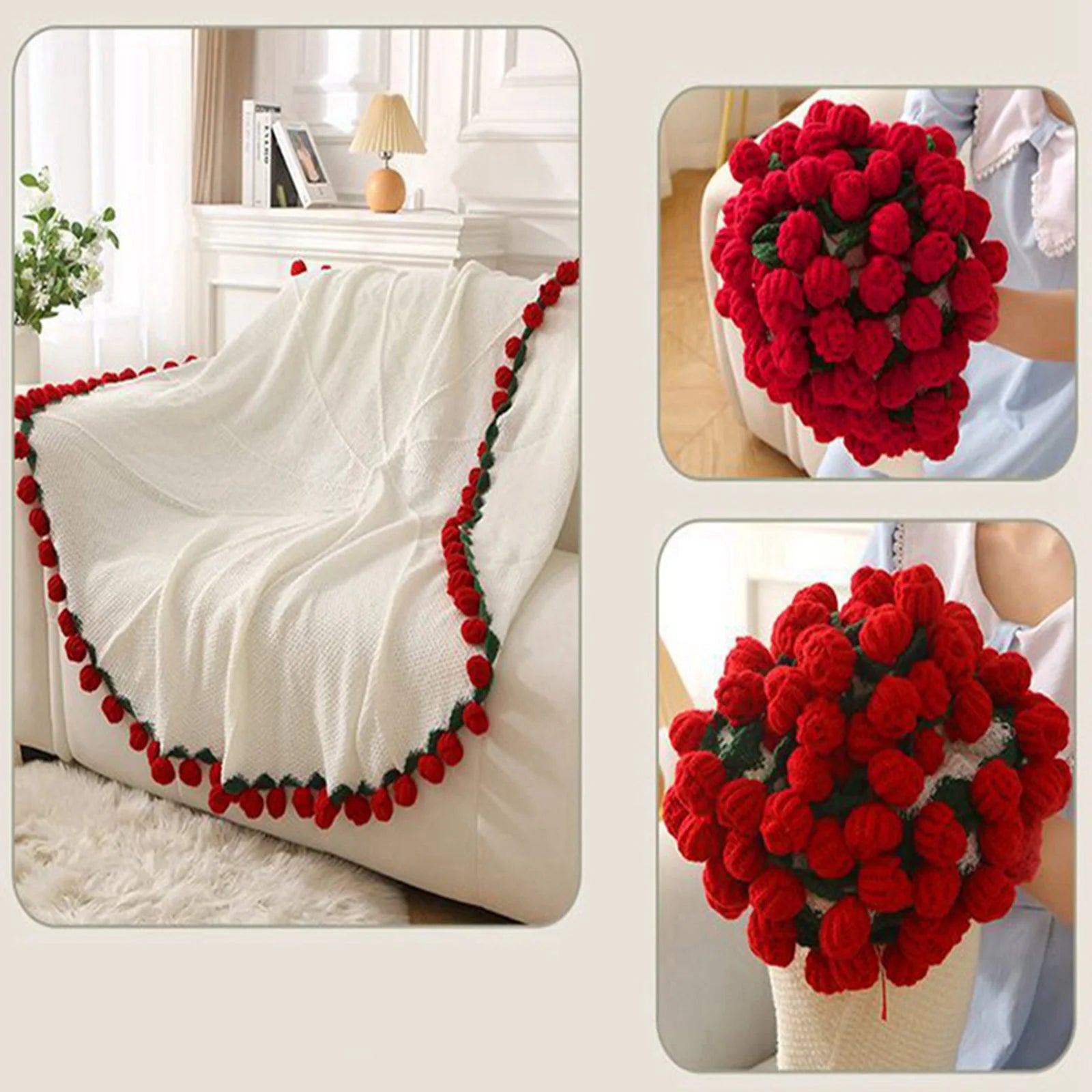 Manta a crochet, Manta de ramo de rosas