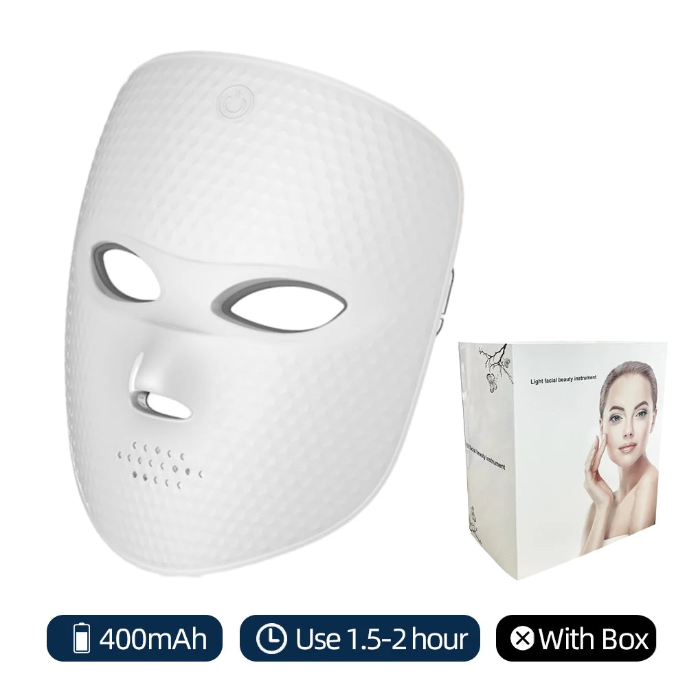 Mascarilla Facial LED de 7 colores, terapia de luz, mascarilla Facial de luz roja para rejuvenecimiento antienvejecimiento, dispositivo de belleza para iluminar la piel