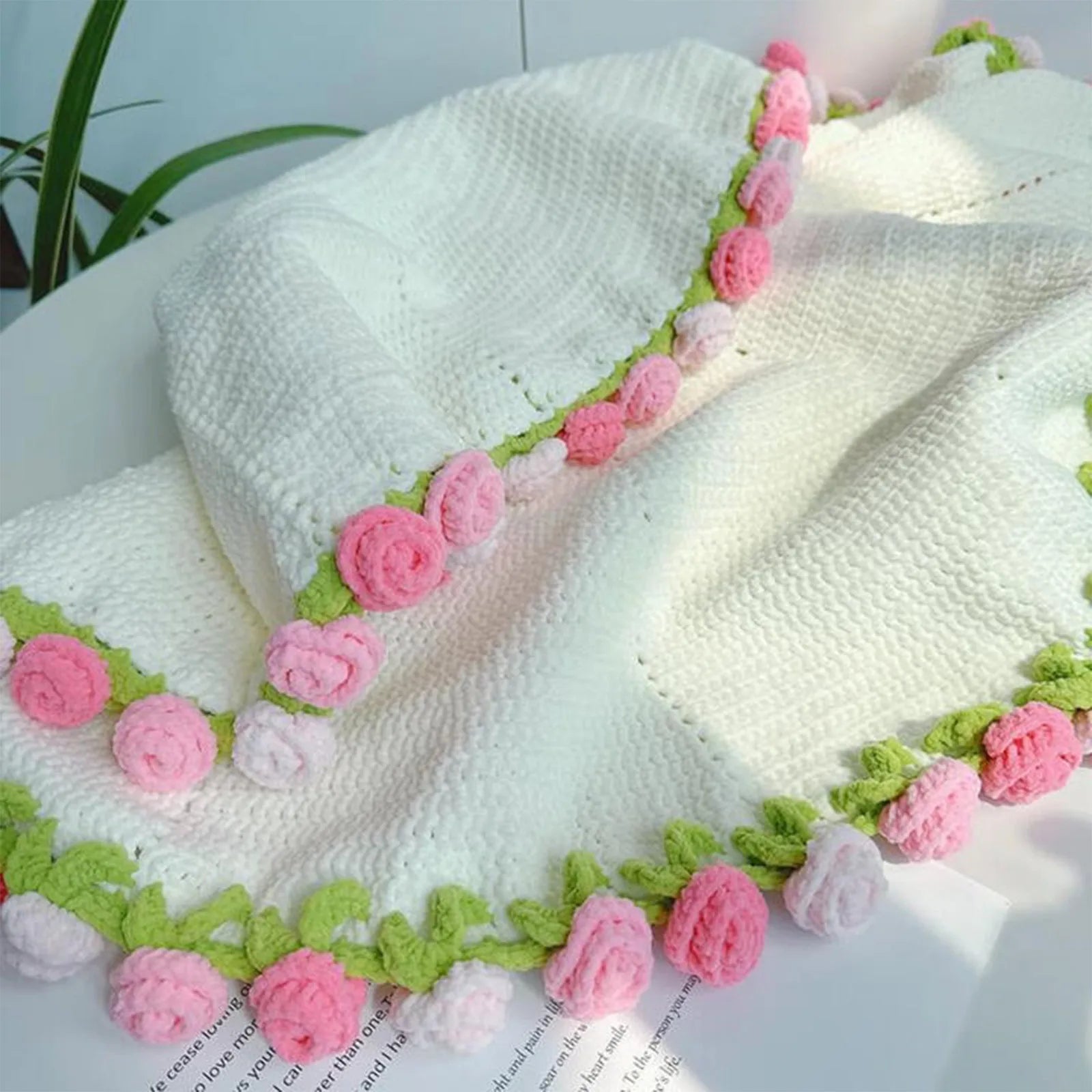 Manta a crochet, Manta de ramo de rosas