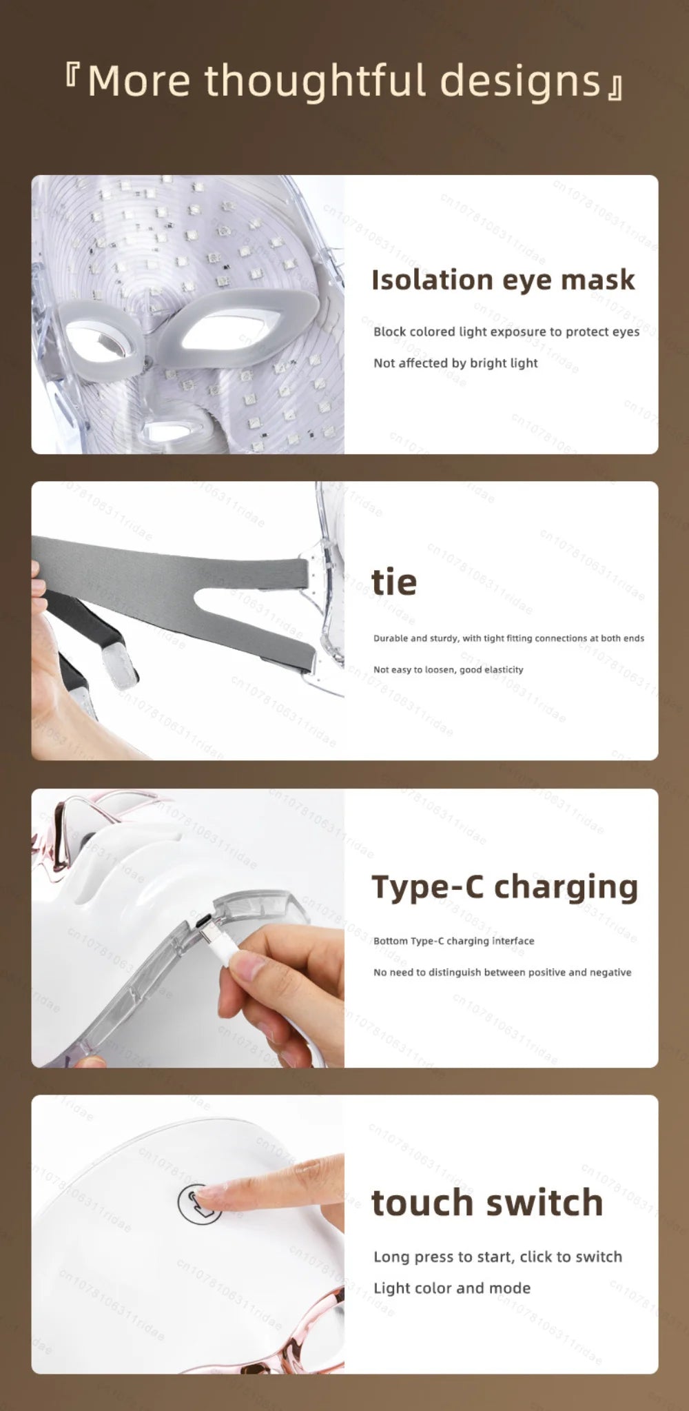 Mascarilla Facial Led de 7 colores con cuello, mascarilla de terapia de luz