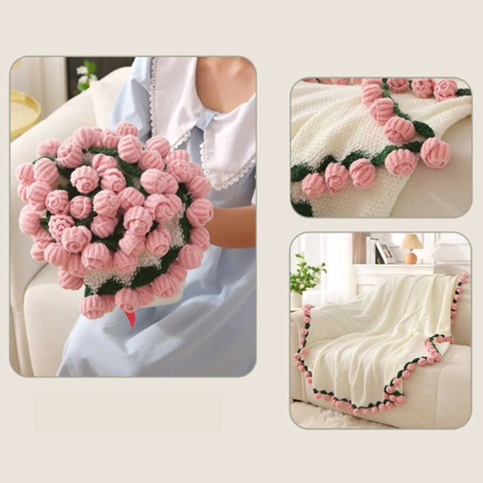 Manta a crochet, Manta de ramo de rosas