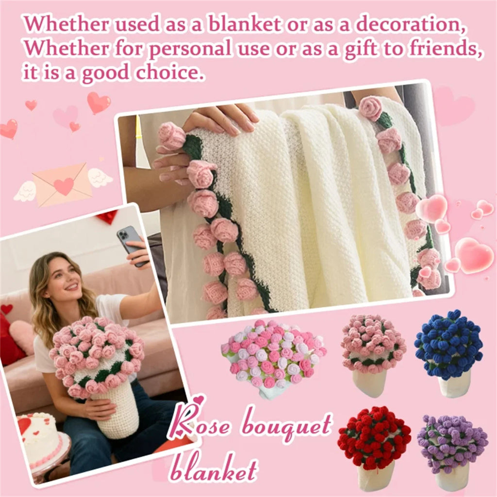 Manta a crochet, Manta de ramo de rosas