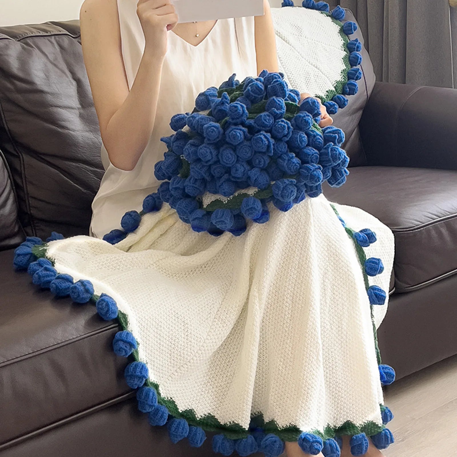 Manta a crochet, Manta de ramo de rosas