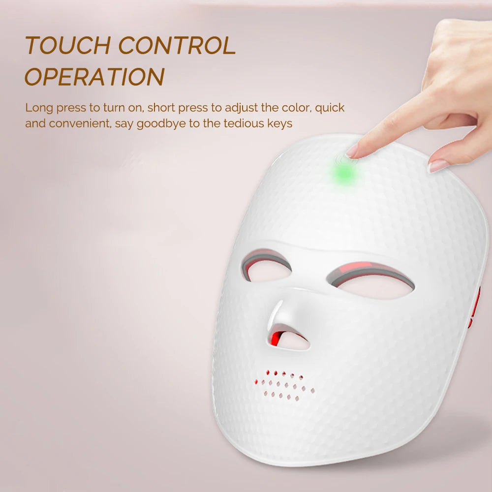 Mascarilla Facial LED de 7 colores, terapia de luz, mascarilla Facial de luz roja para rejuvenecimiento antienvejecimiento, dispositivo de belleza para iluminar la piel