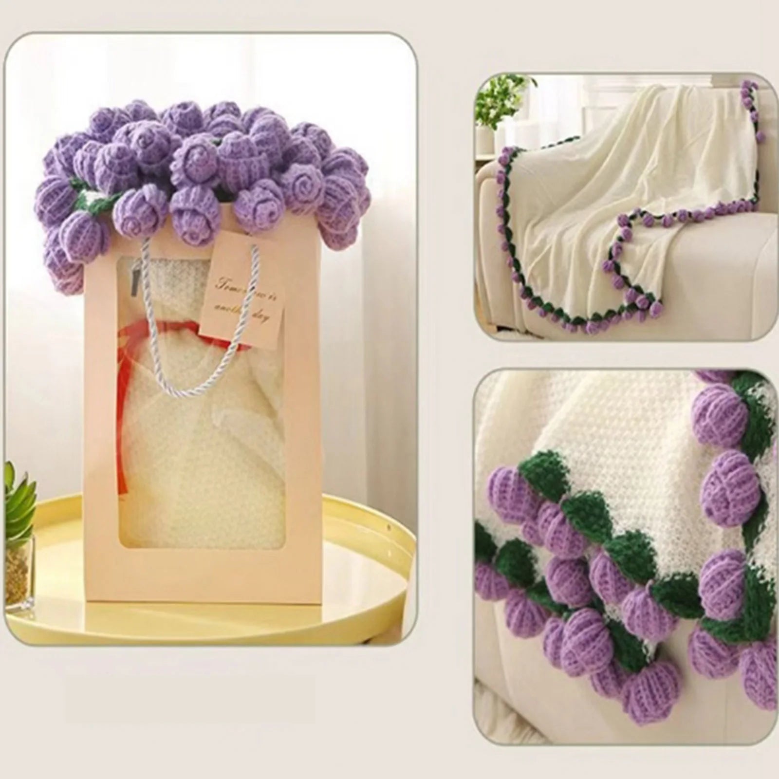 Manta a crochet, Manta de ramo de rosas