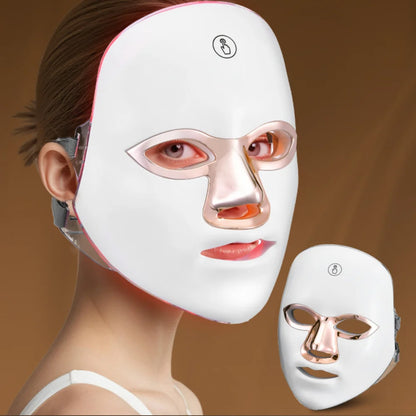 Mascarilla Facial Led de 7 colores con cuello, mascarilla de terapia de luz